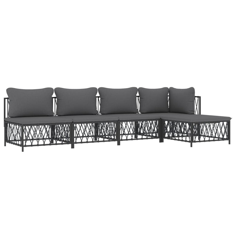 5 Piece Garden Lounge Set with Cushions Anthracite Steel Payday Deals