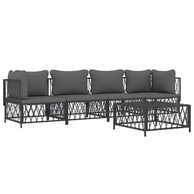 5 Piece Garden Lounge Set with Cushions Anthracite Steel Payday Deals