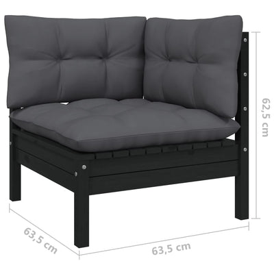 5 Piece Garden Lounge Set with Cushions Black Pinewood Payday Deals