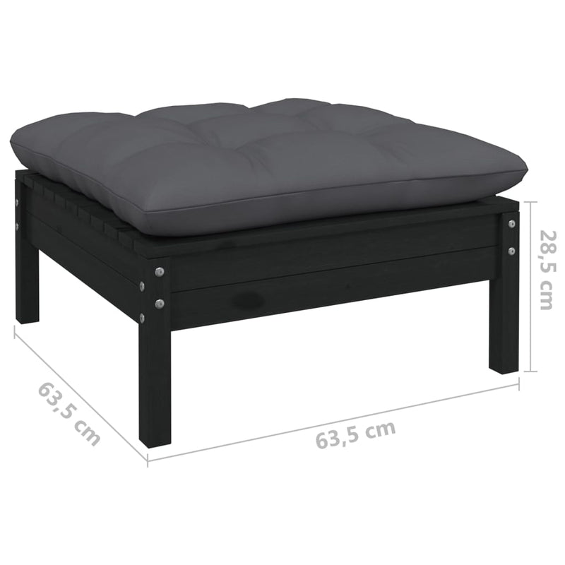 5 Piece Garden Lounge Set with Cushions Black Pinewood Payday Deals