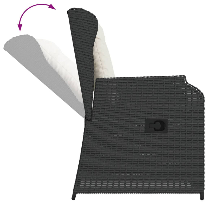 5 Piece Garden Lounge Set with Cushions Black Poly Rattan Payday Deals