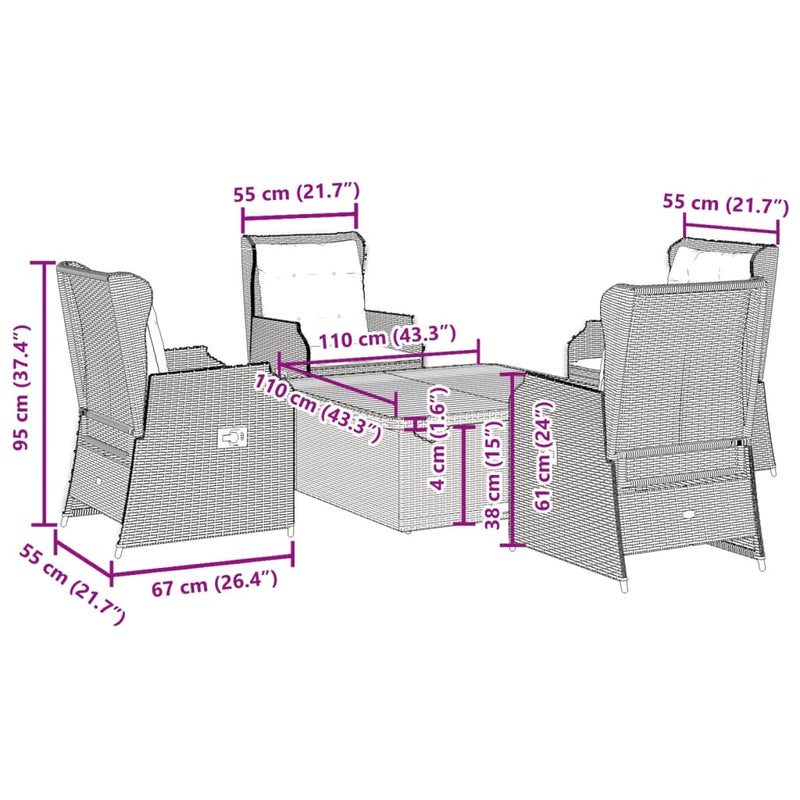 5 Piece Garden Lounge Set with Cushions Black Poly Rattan Payday Deals
