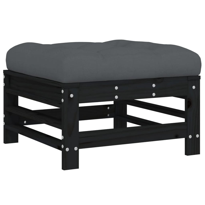 5 Piece Garden Lounge Set with Cushions Black Solid Wood Payday Deals