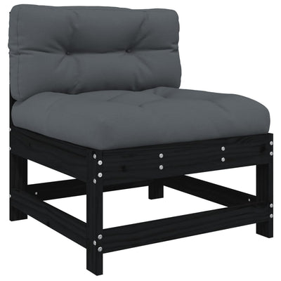 5 Piece Garden Lounge Set with Cushions Black Solid Wood Payday Deals