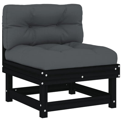 5 Piece Garden Lounge Set with Cushions Black Solid Wood Payday Deals