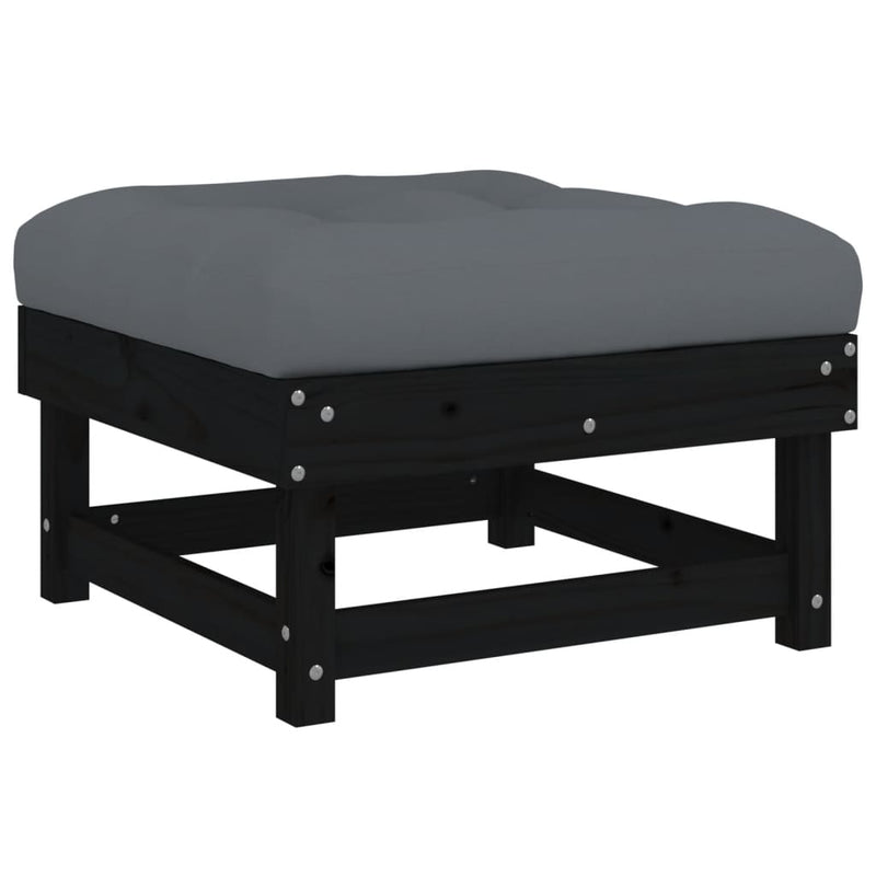 5 Piece Garden Lounge Set with Cushions Black Solid Wood Payday Deals