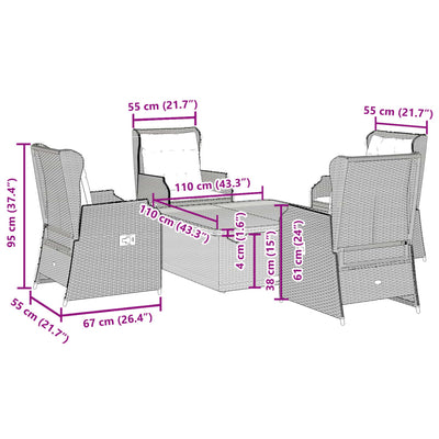 5 Piece Garden Lounge Set with Cushions Grey Poly Rattan Payday Deals