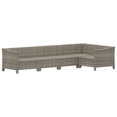 5 Piece Garden Lounge Set with Cushions Grey Poly Rattan Payday Deals