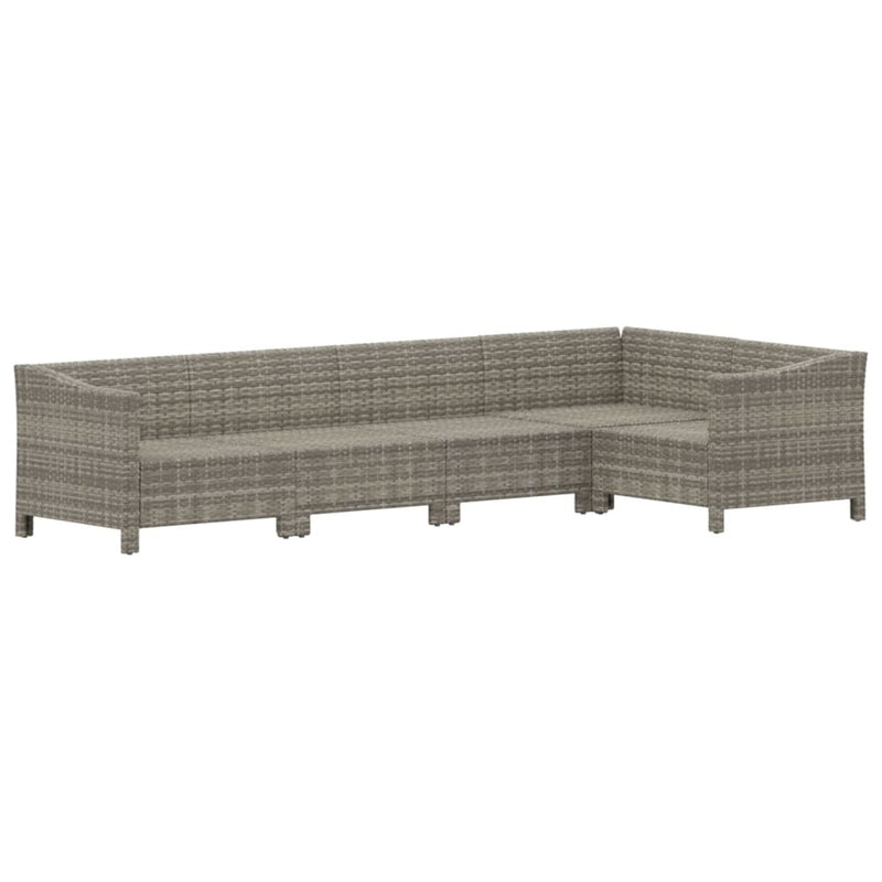 5 Piece Garden Lounge Set with Cushions Grey Poly Rattan Payday Deals