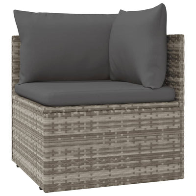 5 Piece Garden Lounge Set with Cushions Grey Poly Rattan Payday Deals