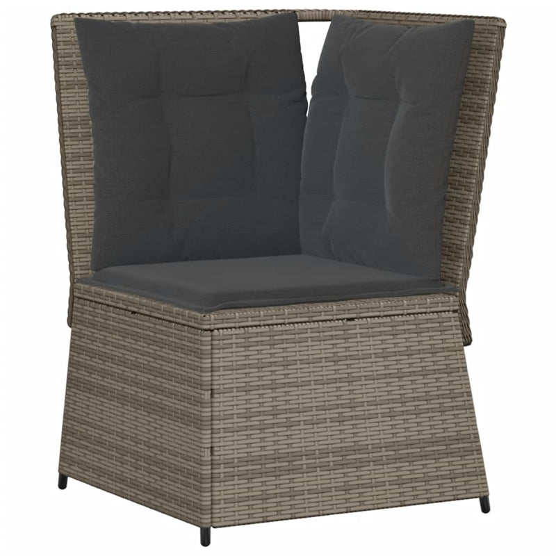 5 Piece Garden Lounge Set with Cushions Grey Poly Rattan Payday Deals