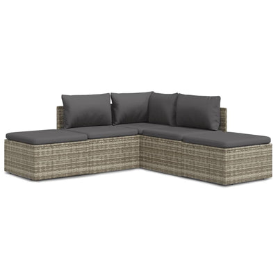 5 Piece Garden Lounge Set with Cushions Grey Poly Rattan Payday Deals