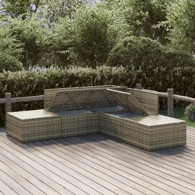 5 Piece Garden Lounge Set with Cushions Grey Poly Rattan Payday Deals