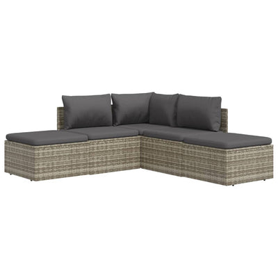 5 Piece Garden Lounge Set with Cushions Grey Poly Rattan Payday Deals