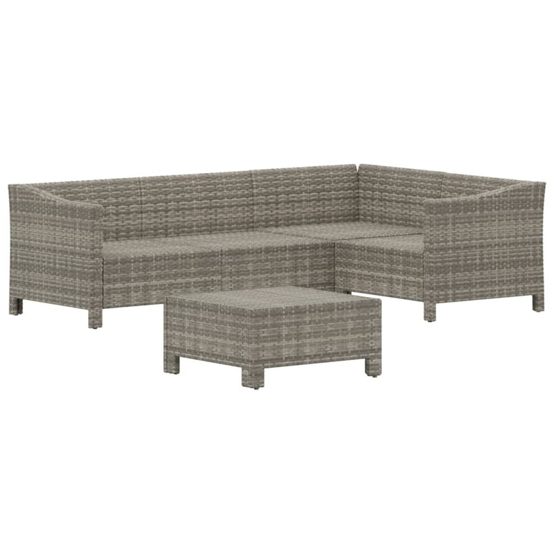 5 Piece Garden Lounge Set with Cushions Grey Poly Rattan Payday Deals
