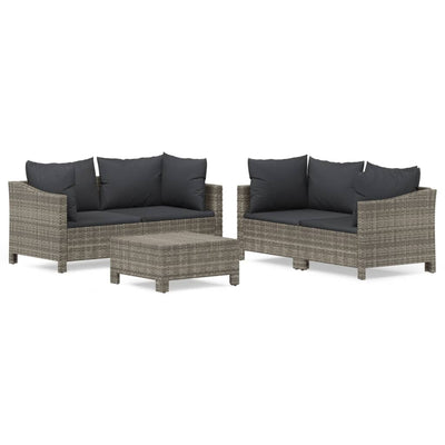 5 Piece Garden Lounge Set with Cushions Grey Poly Rattan Payday Deals