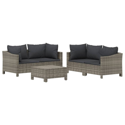 5 Piece Garden Lounge Set with Cushions Grey Poly Rattan Payday Deals