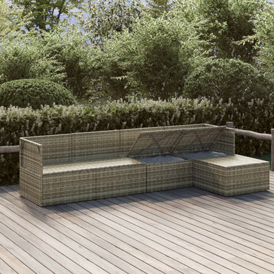 5 Piece Garden Lounge Set with Cushions Grey Poly Rattan Payday Deals