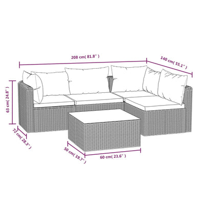 5 Piece Garden Lounge Set with Cushions Poly Rattan Black Payday Deals