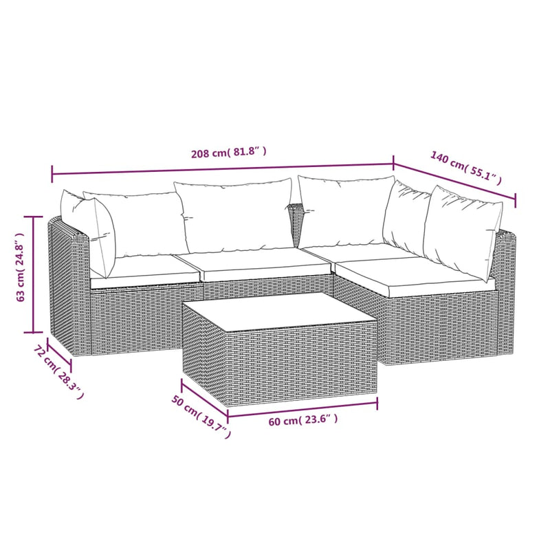5 Piece Garden Lounge Set with Cushions Poly Rattan Black Payday Deals