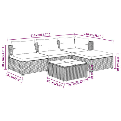 5 Piece Garden Lounge Set with Cushions Poly Rattan Black Payday Deals