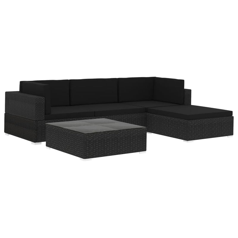 5 Piece Garden Lounge Set with Cushions Poly Rattan Black Payday Deals
