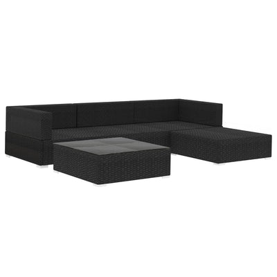 5 Piece Garden Lounge Set with Cushions Poly Rattan Black Payday Deals