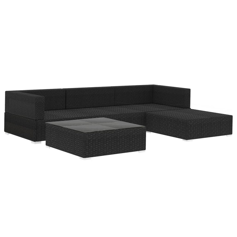 5 Piece Garden Lounge Set with Cushions Poly Rattan Black Payday Deals