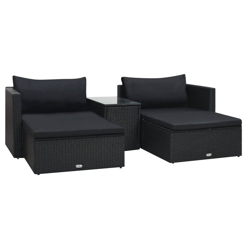 5 Piece Garden Lounge Set with Cushions Poly Rattan Black Payday Deals