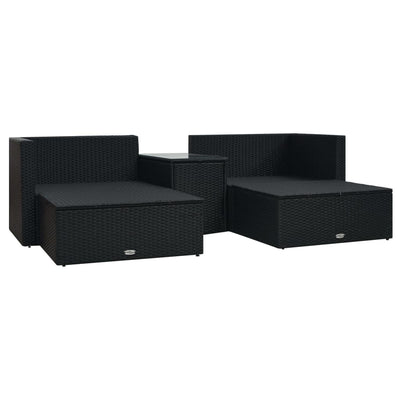5 Piece Garden Lounge Set with Cushions Poly Rattan Black Payday Deals