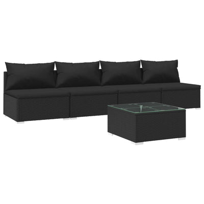 5 Piece Garden Lounge Set with Cushions Poly Rattan Black Payday Deals