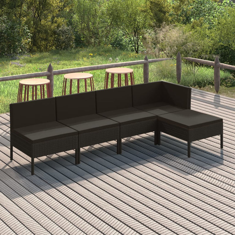 5 Piece Garden Lounge Set with Cushions Poly Rattan Black Payday Deals