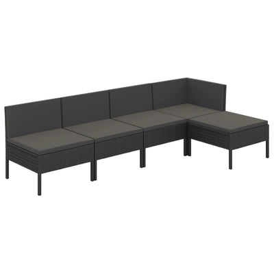 5 Piece Garden Lounge Set with Cushions Poly Rattan Black Payday Deals