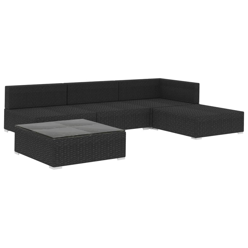 5 Piece Garden Lounge Set with Cushions Poly Rattan Black Payday Deals