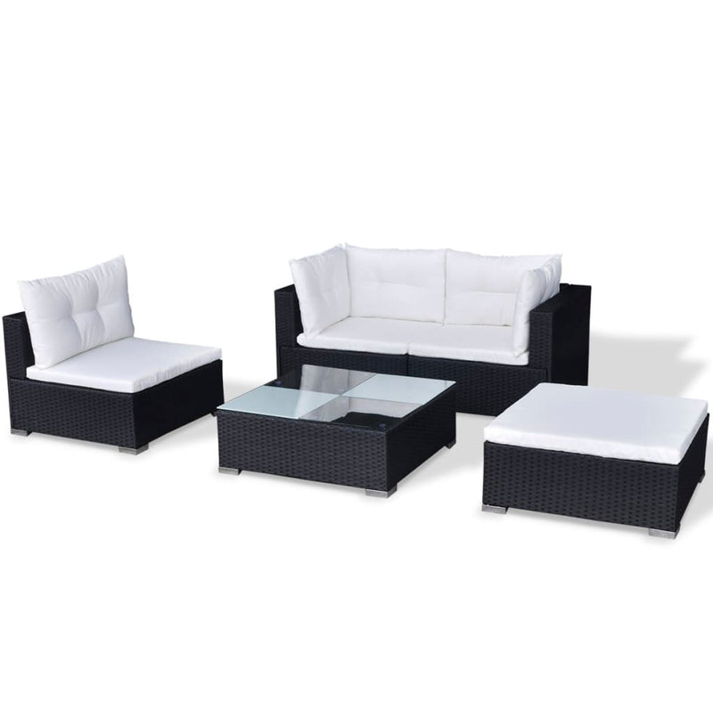 5 Piece Garden Lounge Set with Cushions Poly Rattan Black Payday Deals