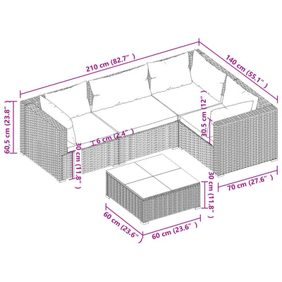 5 Piece Garden Lounge Set with Cushions Poly Rattan Black Payday Deals