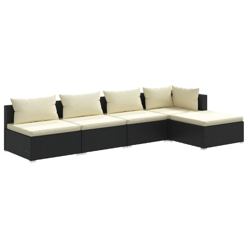 5 Piece Garden Lounge Set with Cushions Poly Rattan Black Payday Deals