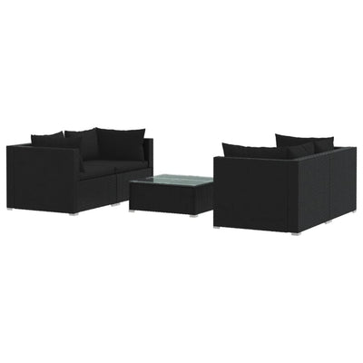 5 Piece Garden Lounge Set with Cushions Poly Rattan Black Payday Deals