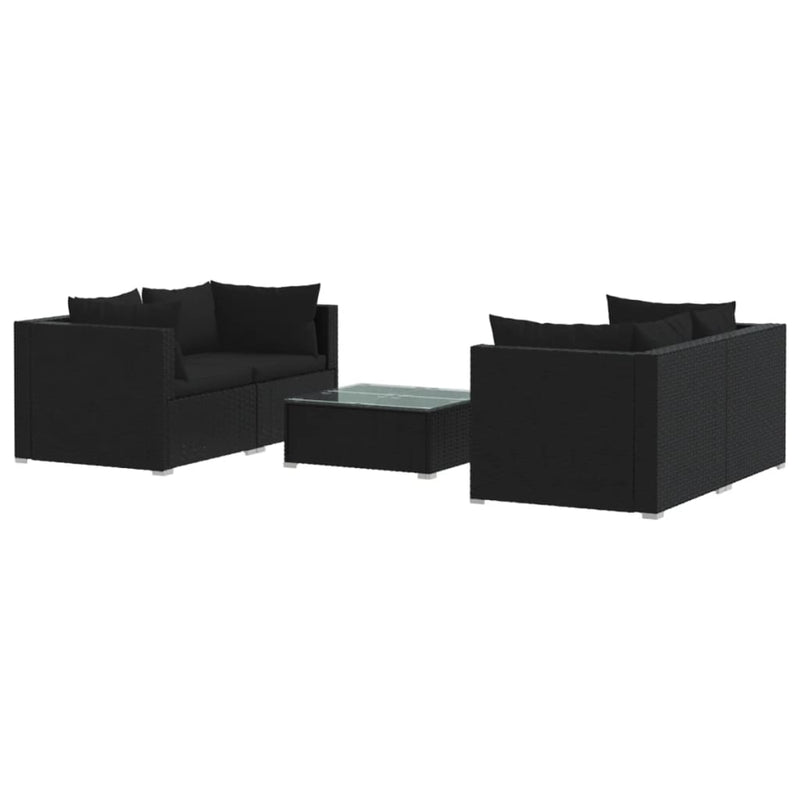 5 Piece Garden Lounge Set with Cushions Poly Rattan Black Payday Deals