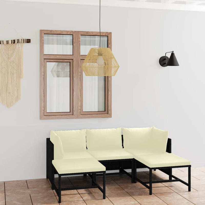 5 Piece Garden Lounge Set with Cushions Poly Rattan Black Payday Deals