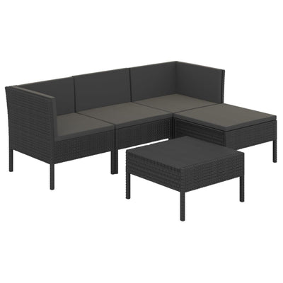 5 Piece Garden Lounge Set with Cushions Poly Rattan Black Payday Deals
