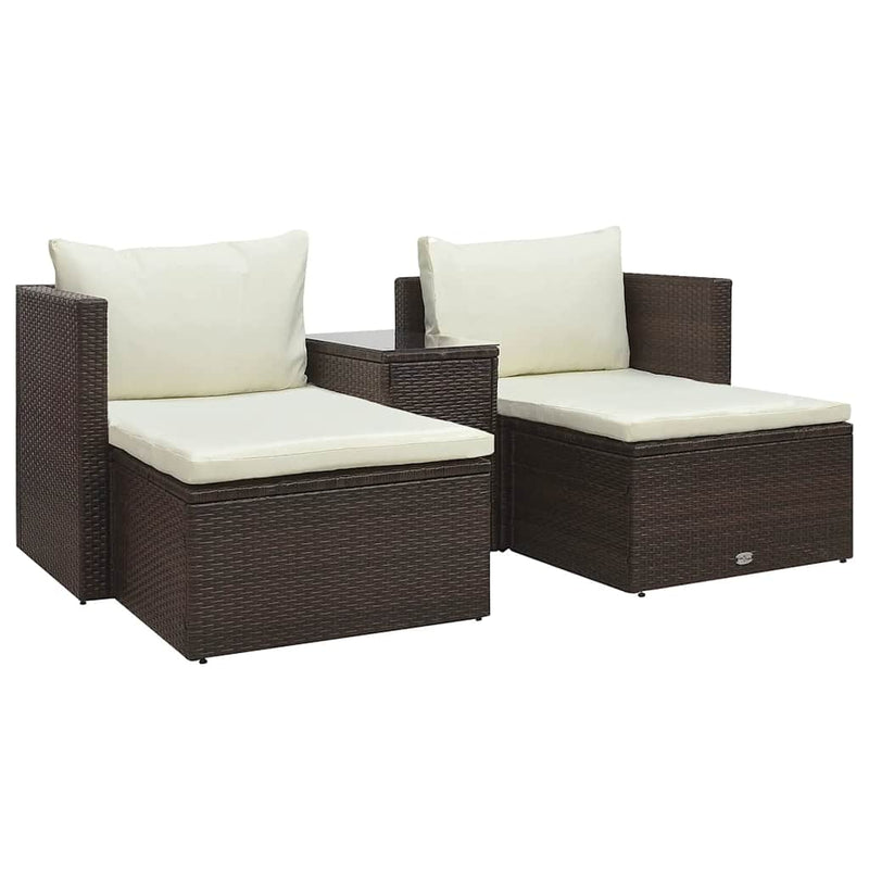 5 Piece Garden Lounge Set with Cushions Poly Rattan Brown Payday Deals