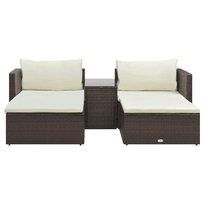 5 Piece Garden Lounge Set with Cushions Poly Rattan Brown Payday Deals