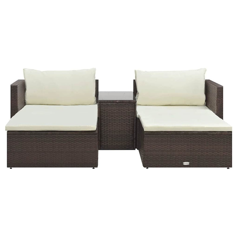 5 Piece Garden Lounge Set with Cushions Poly Rattan Brown Payday Deals