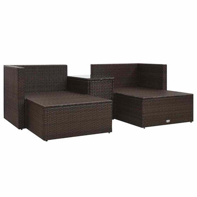 5 Piece Garden Lounge Set with Cushions Poly Rattan Brown Payday Deals