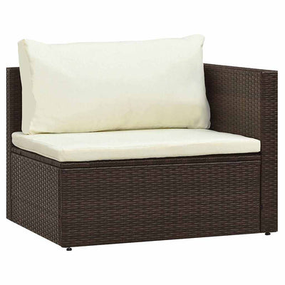 5 Piece Garden Lounge Set with Cushions Poly Rattan Brown Payday Deals