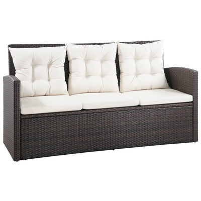 5 Piece Garden Lounge Set with Cushions Poly Rattan Brown Payday Deals