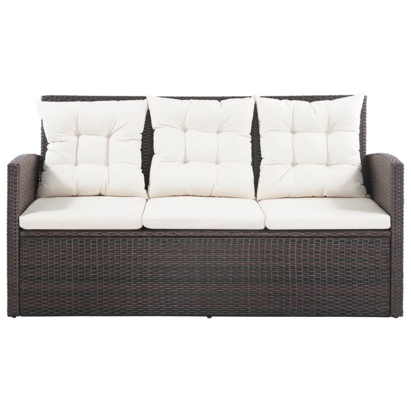 5 Piece Garden Lounge Set with Cushions Poly Rattan Brown Payday Deals