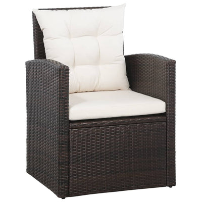 5 Piece Garden Lounge Set with Cushions Poly Rattan Brown Payday Deals