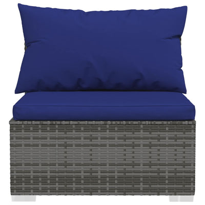 5 Piece Garden Lounge Set with Cushions Poly Rattan Grey Payday Deals